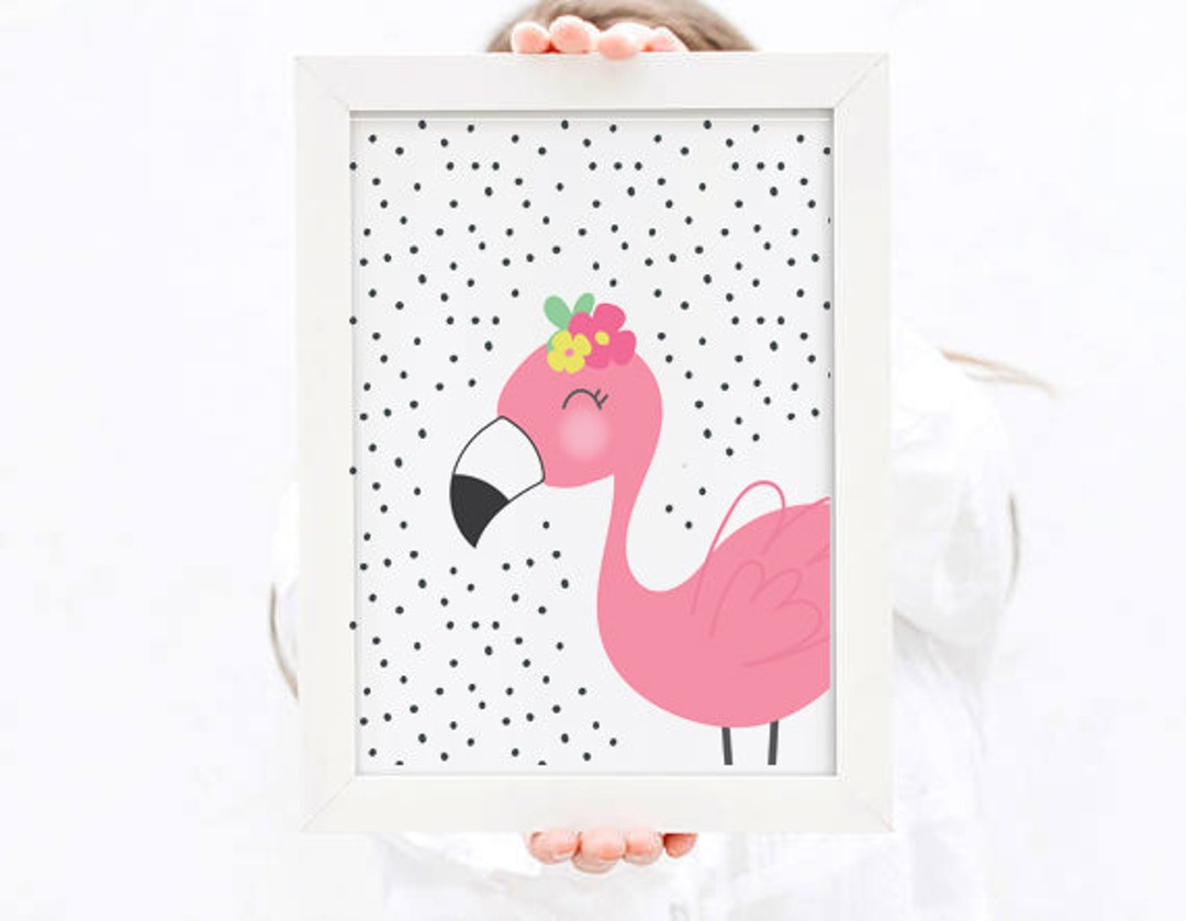Flamingo Print, FLAMINGO NURSERY ART, Pale Pink Flamingo Art, Flamingo ...