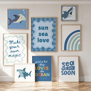 Láminas de animales marinos: Decoración náutica para habitación infantil (descarga digital) con temática marina imagen 3