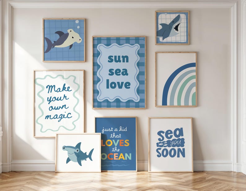 Láminas de animales marinos: Decoración náutica para habitación infantil (descarga digital) con temática marina imagen 3
