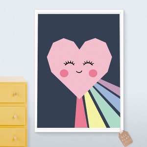 Heart nursery Wall Art, Heart Print, Heart Art, Nursery Art Print, Nursery Illustration, Large Wall Art, Minimalist Art, Scandinavian, girls