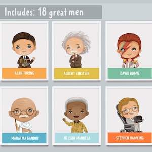 Invloedrijke mannen in de geschiedenis-afdrukken: kinderkamerdecoratie (digitale download) set van 6 inch