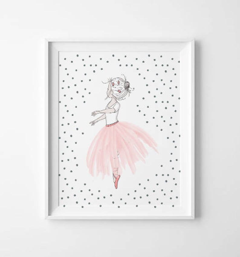 Art mural ballerine art de pépinière de ballerine douce art mural pour enfants décor de pépinière ballerine rose ballerine princesse art de pépinière de ballet image 6