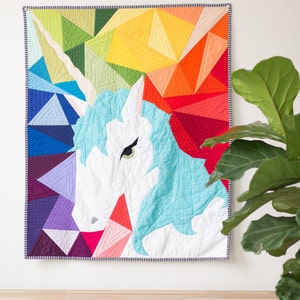 Maybe the Unicorn - Paper Piecing Quilt Pattern (Geometric Background)