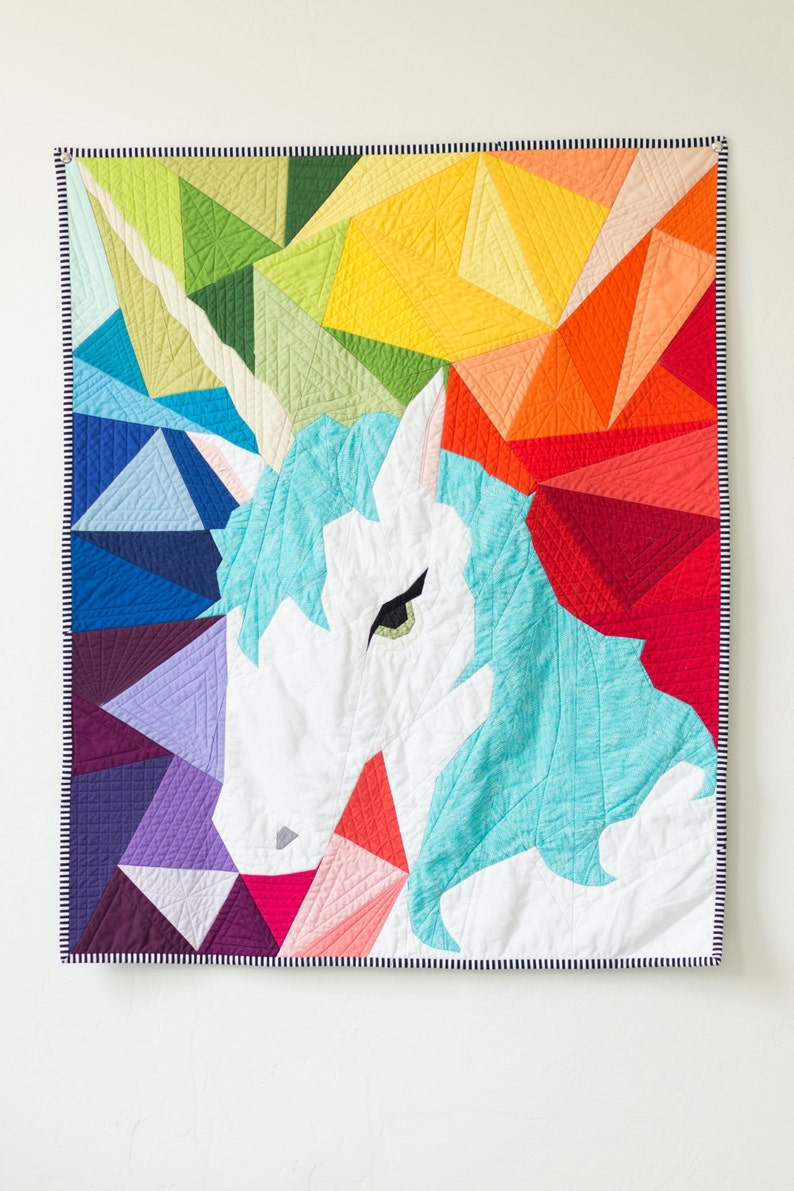 Maybe the Unicorn Paper Piecing Quilt Pattern Geometric Background image 3