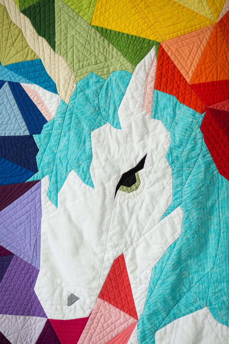 Maybe the Unicorn Paper Piecing Quilt Pattern Geometric Background image 6