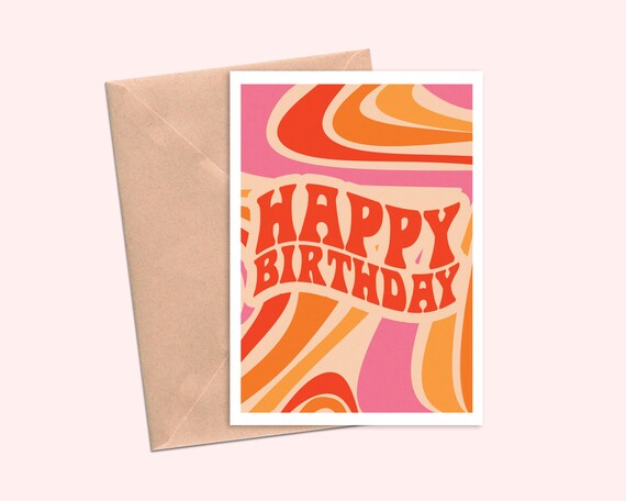 Joyeux Anniversaire Groovy Retro 60s 70s Psychedelique Funky Etsy Canada