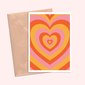 Carte de voeux vierge de coeur d'amour des années 70 de Zazzle.be Liste d'envies Vous avez des idées ? Ambiance vintage années 60 et 70 groovy | Anniversaire Faire-part de mariage Fête des Mères Guérison Saint-Valentin 85