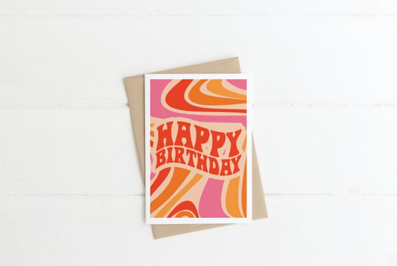 Joyeux Anniversaire Groovy Retro 60s 70s Psychedelique Funky Etsy Canada