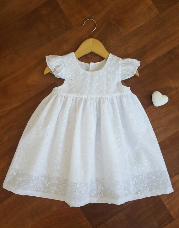 baby girl white broderie anglaise dress