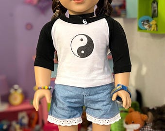 CUSTOM Millennial Nostalgia Raglan T-Shirts for 18-inch Dolls