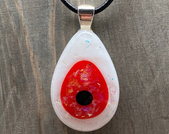 Red Evil Eye Pendant, Large Evil Eye, Unique Jewelry, Red and White Evil Eye Necklace, Unisex Evil Eye Choker, Protection Amulet, Nazar, Ojo