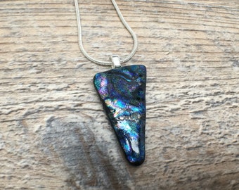 Dichroic Glass Pendant, Glass Necklace, Fused Glass Jewelry, Women's Necklace, Gift for her, Glass Pendant, Modern Necklace, One of a Kind