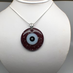 Red Evil Eye Necklace, Large Evil Eye, Big Evil Eye, Evil Eye Pendant, Lucky Jewelry, Ruby Red Eye, Red Necklace, Red Eye, Cubic Zirconia image 7