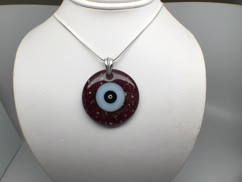 Red Evil Eye Necklace, Large Evil Eye, Big Evil Eye, Evil Eye Pendant, Lucky Jewelry, Ruby Red Eye, Red Necklace, Red Eye, Cubic Zirconia image 7