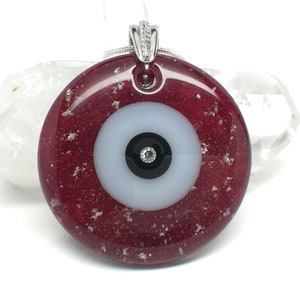 Red Evil Eye Necklace, Large Evil Eye, Big Evil Eye, Evil Eye Pendant, Lucky Jewelry, Ruby Red Eye, Red Necklace, Red Eye, Cubic Zirconia image 1