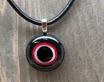 Black and Red Eclipse Evil Eye Necklace, Glass Evil Eye, Evil Eye Choker, Red Evil Eye, Protection Amulet, Nazar, Greek Evil Eye , Ojo