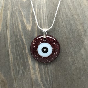 Red Evil Eye Necklace, Large Evil Eye, Big Evil Eye, Evil Eye Pendant, Lucky Jewelry, Ruby Red Eye, Red Necklace, Red Eye, Cubic Zirconia image 2