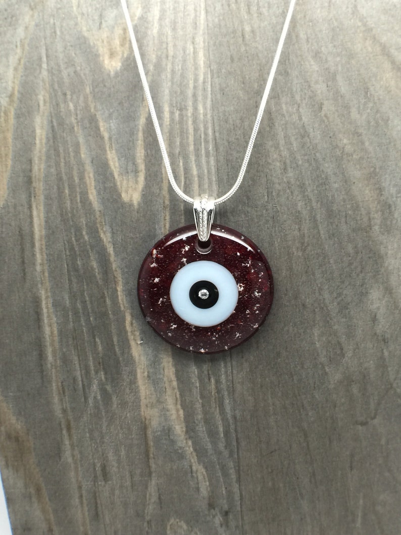 Red Evil Eye Necklace, Large Evil Eye, Big Evil Eye, Evil Eye Pendant, Lucky Jewelry, Ruby Red Eye, Red Necklace, Red Eye, Cubic Zirconia image 2