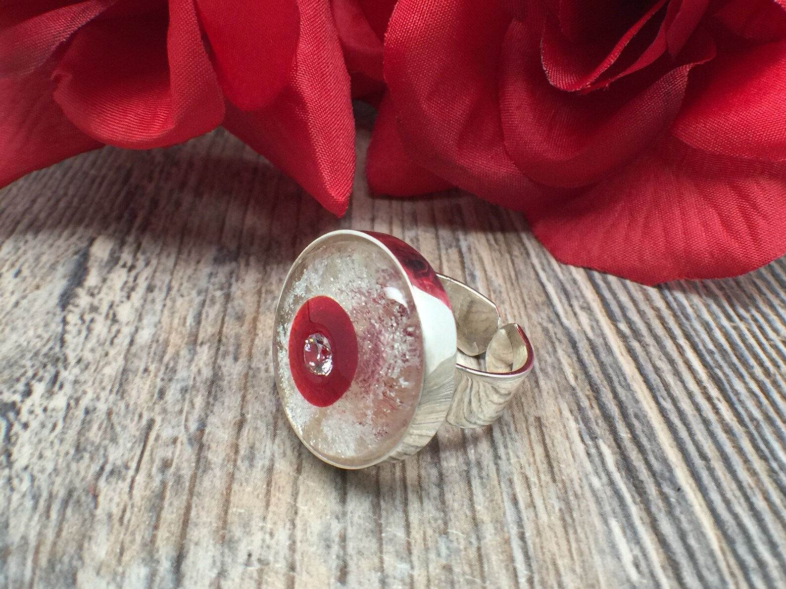 Red Evil Eye Eye Ring Red Ring Statement Ring Crystal - Etsy