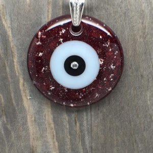 Red Evil Eye Necklace, Large Evil Eye, Big Evil Eye, Evil Eye Pendant, Lucky Jewelry, Ruby Red Eye, Red Necklace, Red Eye, Cubic Zirconia image 4