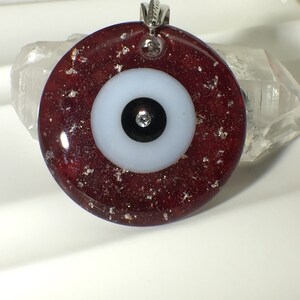 Red Evil Eye Necklace, Large Evil Eye, Big Evil Eye, Evil Eye Pendant, Lucky Jewelry, Ruby Red Eye, Red Necklace, Red Eye, Cubic Zirconia image 3