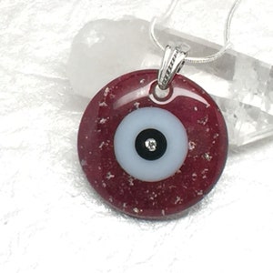 Red Evil Eye Necklace, Large Evil Eye, Big Evil Eye, Evil Eye Pendant, Lucky Jewelry, Ruby Red Eye, Red Necklace, Red Eye, Cubic Zirconia image 5