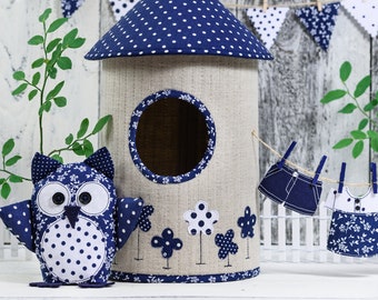 OWL HOUSE Sewing Pattern. owl house pincushion pattern. owl house patchwork. owl house pdf sewing pattern. pdf tutorial. © Blue Owl Land