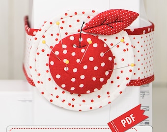 APPLE PINCUSHION PDF Sewing Pattern Tutorial. sewing project. pdf sewing pattern. sewing machine pincushion. apple pin cushion © BlueOwlLand