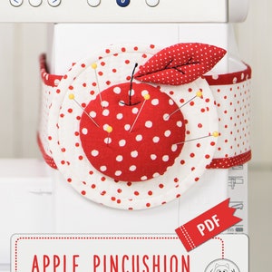 PODUSZKA DO SZPILEK W KSZTAŁCIE JABŁKA - wzór do szycia w formacie PDF. projekt do szycia. wzór do szycia w formacie PDF. poduszeczka do szpilek do maszyny do szycia. poduszeczka do szpilek w kształcie jabłka © BlueOwlLand