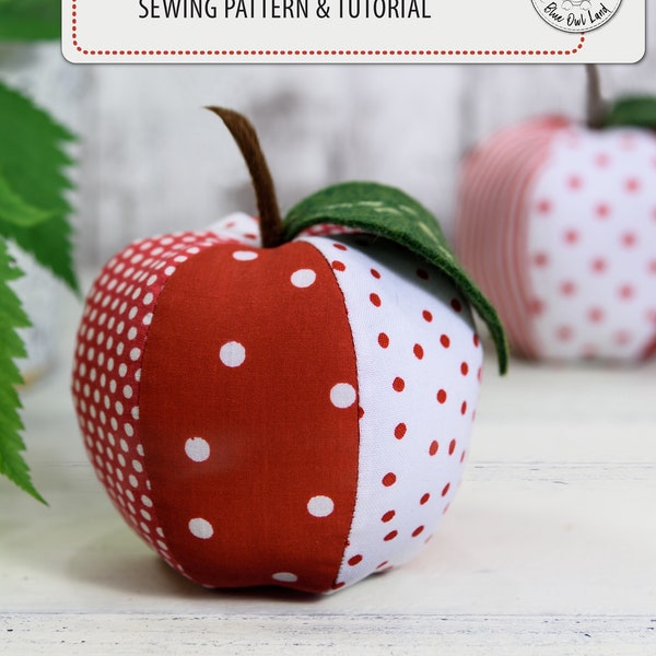 APPLE PDF Sewing Pattern Tutorial. pin cushion pattern. pdf pattern. apple pincushion. sewing project. ©BlueOwlLand