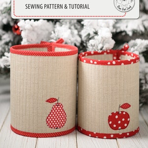 QUILTED FABRIC BASKETS with applique pdf Sewing Pattern. pdf Pattern and Tutorial. Instant Download. ©BlueOwlLand