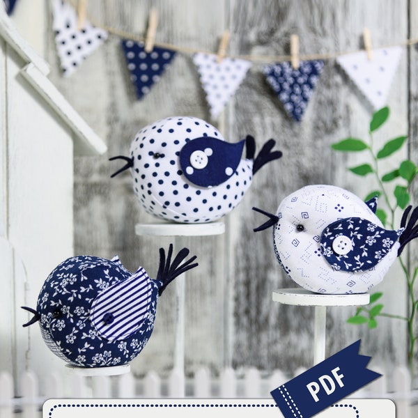 BIRDS PDF Sewing Pattern Tutorial. bird pattern. bird pin cushion. bird patchwork pdf. sewing project. pdf sewing tutorial. ©BlueOwlLand