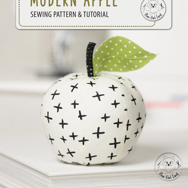 MODERN APPLE PDF Sewing Pattern Tutorial. pin cushion pattern. pdf pattern. apple pincushion. sewing project. ©BlueOwlLand