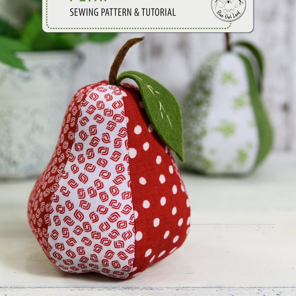 PEAR PDF Sewing Pattern Tutorial. pear pattern. pincushion pattern. pear pin cushion. pdf sewing pattern. sewing project. © BlueOwlLand