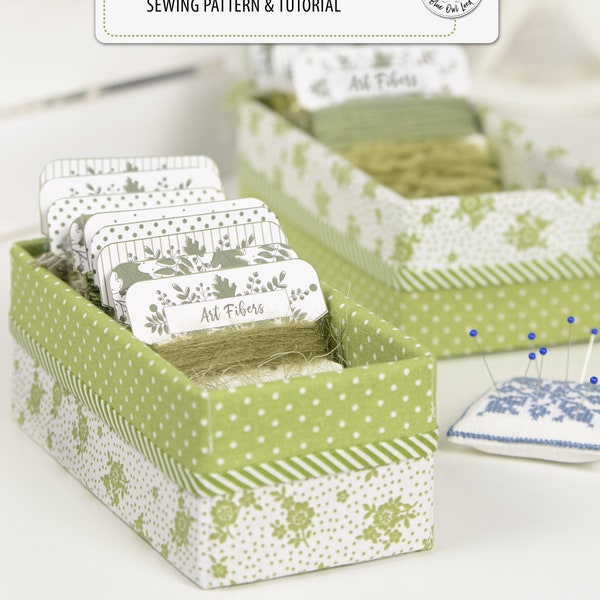 FABRIC BASKETS and ribbon CARDS Sewing Pattern. pdf Pattern and Tutorial. Instant Download. © BlueOwlLand