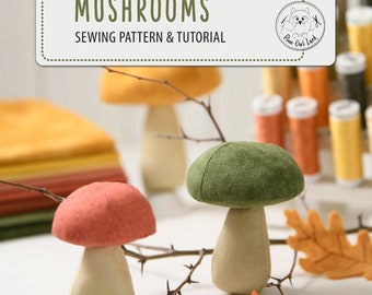 MUSHROOMS and LEAVES Sewing Pattern. PDF Pattern and Tutorial. Instant Download. © BlueOwlLand