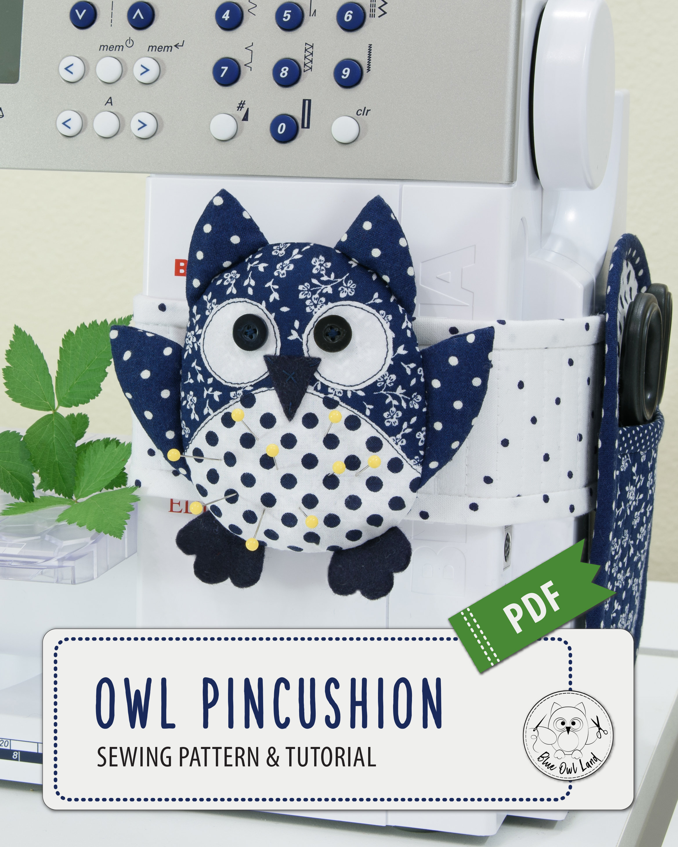 OWL PINCUSHION PDF Sewing Pattern Tutorial. pdf sewing pattern. sewing project. owl pincushion patte