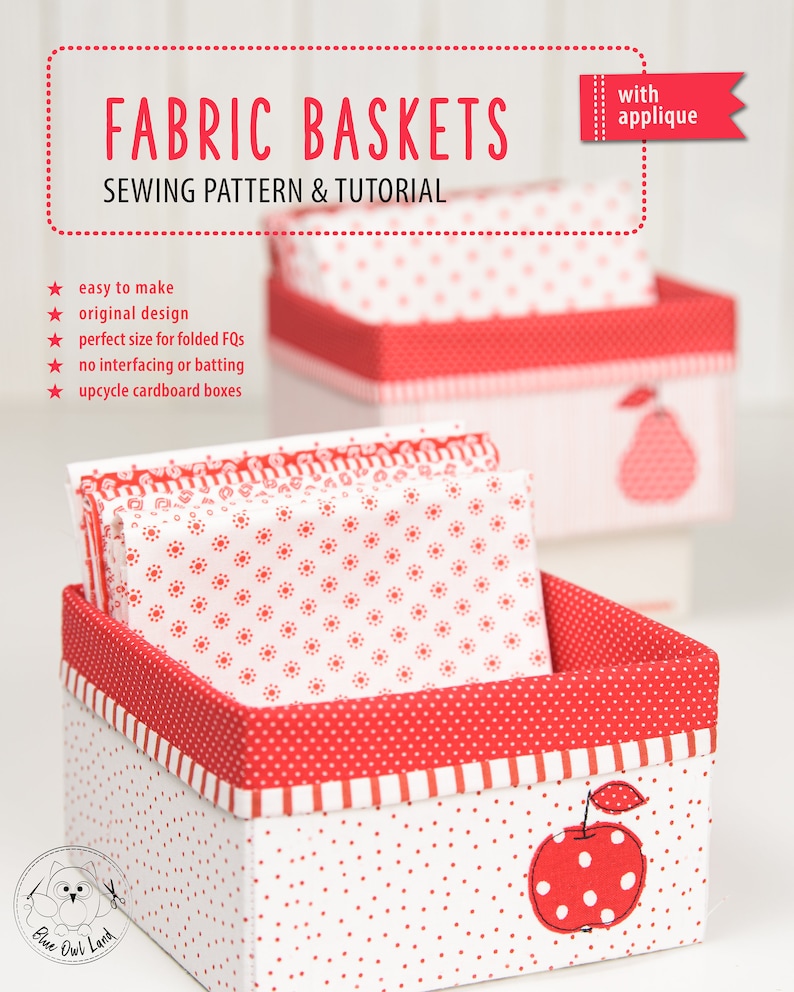 FABRIC BASKETS With APPLIQUE Pdf Sewing Pattern. Pdf Pattern Etsy UK
