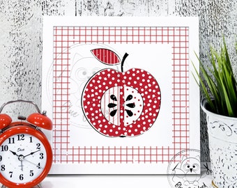 APPLE. Apple printable wall art. Apple printable wall decor. Home decor. Digital print art. Apple print at home. © Blue Owl Land.