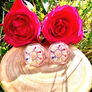Magical doremi acrylic and metal earrings