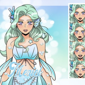 Meriel PNG tuber | Mermaid PNG tuber model for streamers | Veadotube model | Ready to use