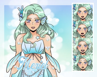 Meriel PNG tuber | Mermaid PNG tuber model for streamers | Veadotube model | Ready to use