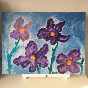Four Purple Flowers Medium Canvas