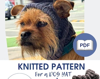 Stickmönster för hundmössa Varm vintermössa för toyterrier eller chihuahua - 2x2 ribbstickning med pompom