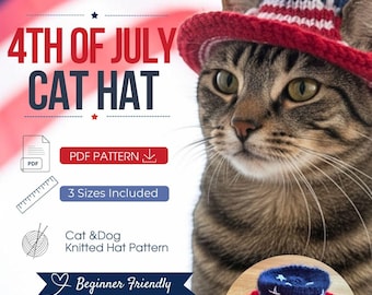 4th of July Pet Hat, Patriotic Cat Hat, USA Dog Hat, Red White Blue Pet Costume, American Flag Pet Photo Prop
