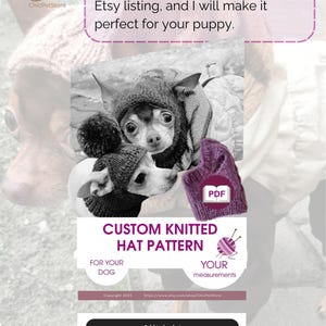 Knitting pattern for a dog hat Chihuahuas Toy Terrier and Other Small Pets, Warm Winter Hat Included PDF, Instant Download image 17