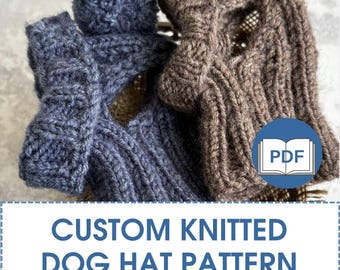 Mönster för stickad hundmössa | Personlig PDF efter din hunds mått | Yorkshire terrier, chihuahua, små raser | 2x2 ribbad vintermössa