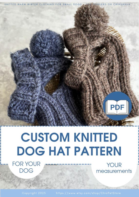 犬用ニット帽の型紙｜愛犬のサイズに合わせたPDF｜ヨーキー・チワワ