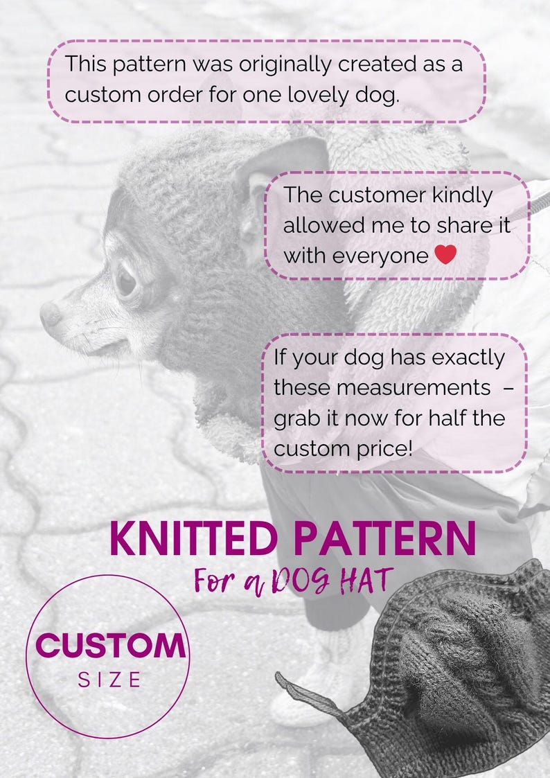 Knitting pattern for a dog hat Chihuahuas Toy Terrier and Other Small Pets, Warm Winter Hat Included PDF, Instant Download image 16