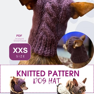 Patrón de tejido para gorro de perro para chihuahuas, toy terrier y otras mascotas pequeñas. Gorro de invierno cálido incluido. PDF, descarga instantánea.